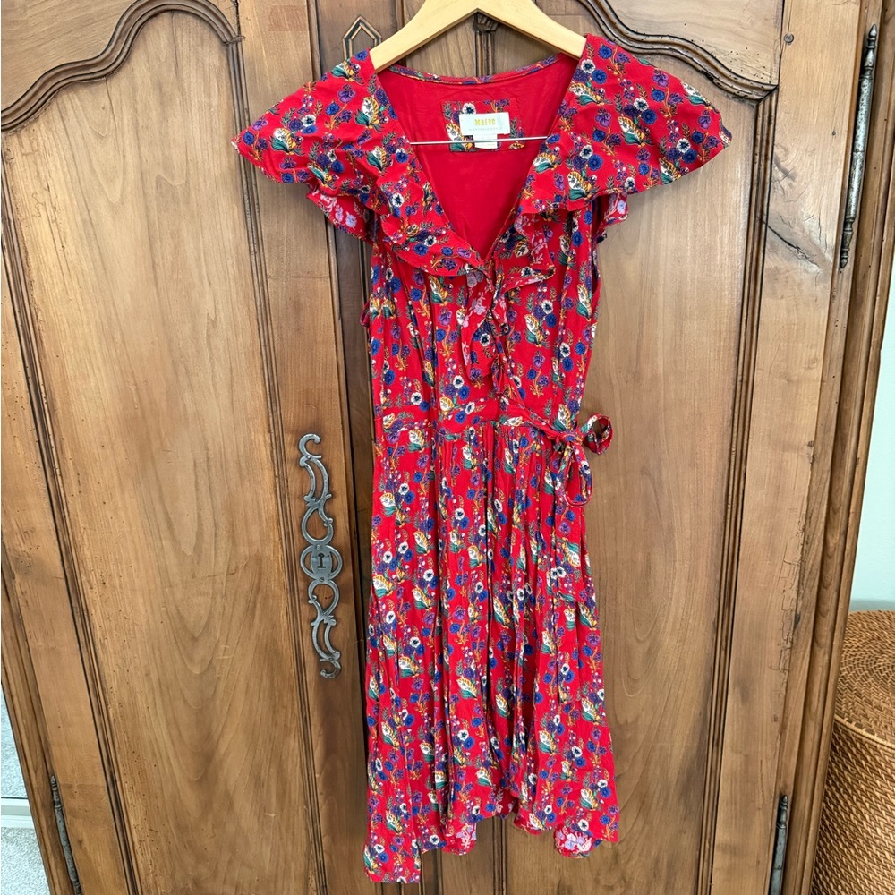 Anthropologie Maeve Red Floral Dress
